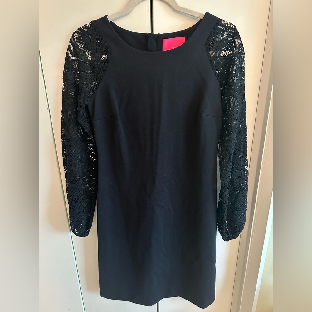 Lily Pulitzer Black Lace Sleeve Dress